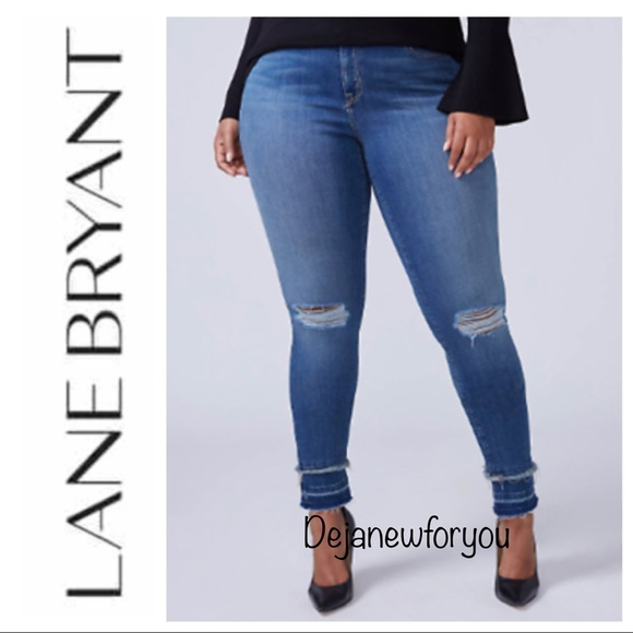 Lane Bryant Denim - LANE BRYANT SKINNY DISTRESSED JEANS